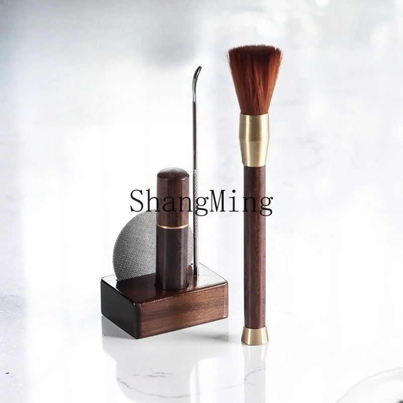 

ZD coffee cloth powder needle hand flushing powder needle stainless steel belt storage solid wood brush