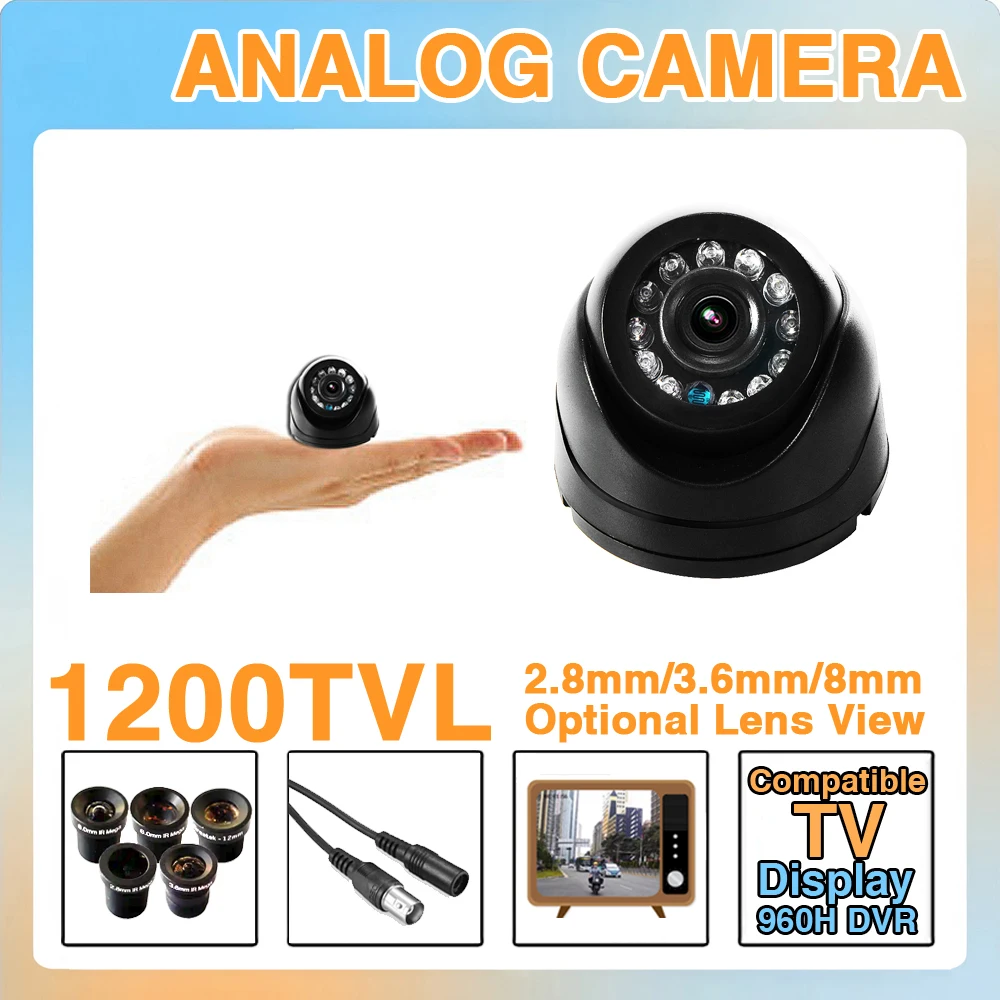 

Compatible TV Ultra Mini Dome Analog CCTV Camera 1200TVL HD CVBS Night Vision IR-CUT Indoor Home Surveillance Reliable Security