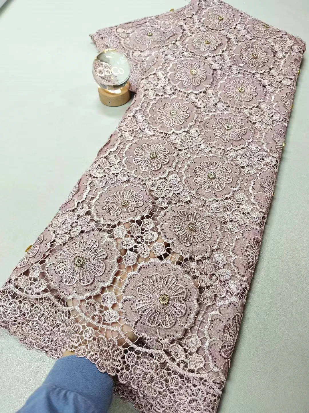 

High Quality African Nigerian Tulle Lace Fabric Embroidery Sequins French Guipure Fabric for Party/Wedding Dresses 5 Yards 2026