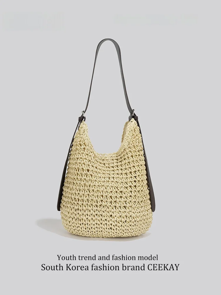 

Ceekay Original Beach Vacation Beach Bag Luxury Feeling Women Lazy Grass Woven Bag Underarm Braided Tote Bag Korean Style