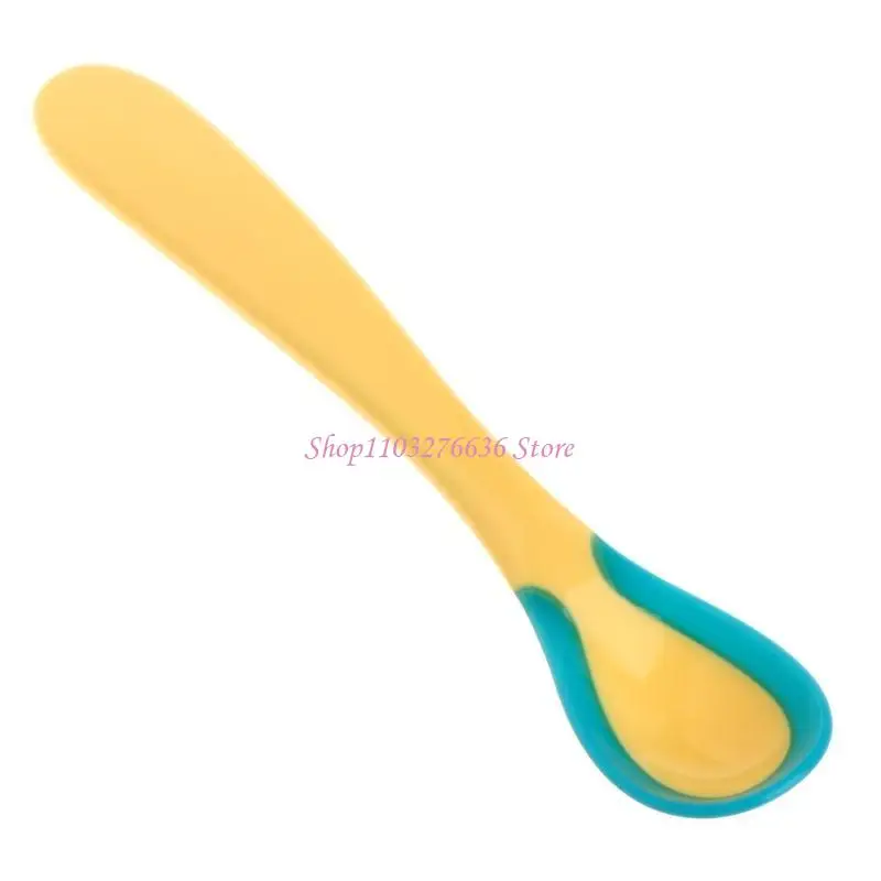 

R6FD Soft Silicone Baby Feeding Spoon Candy Color Temperature Sensing Spoon Children