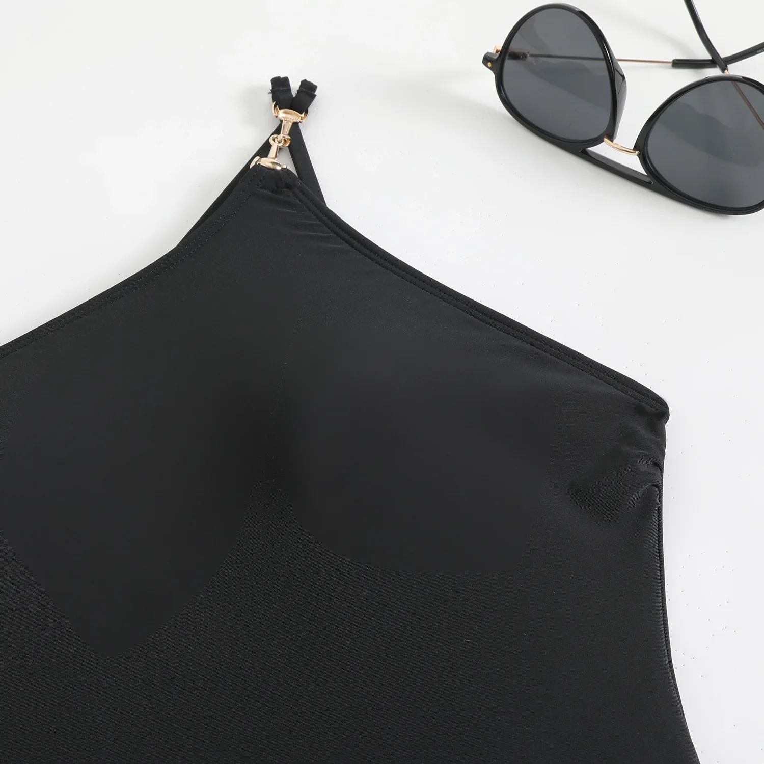 Traje de baño negro de una pieza, novedad del 2025, traje de baño de un hombro con espalda baja, traje de baño para mujer, Monokini de Surf, traje de baño acolchado, trajes de baño