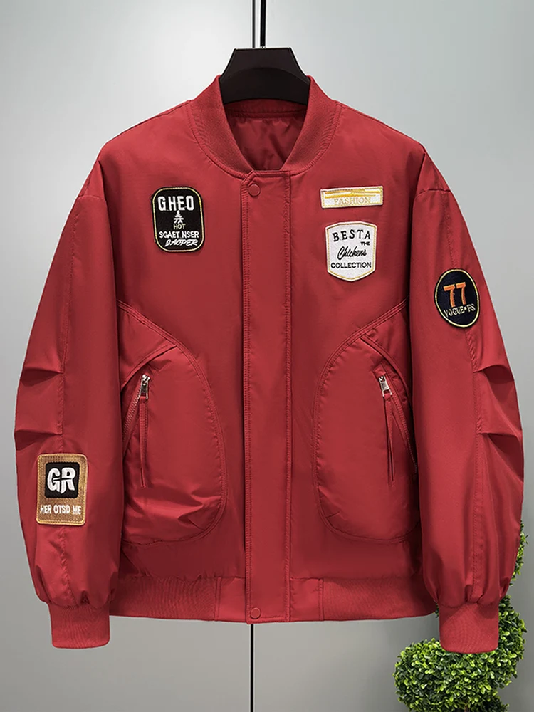 

Очень большая бейсбольная хлопковая куртка для мужчин, зимняя красная тонкая хлопковая одежда Luy Year, верхняя одежда из двух хлопка, пальто