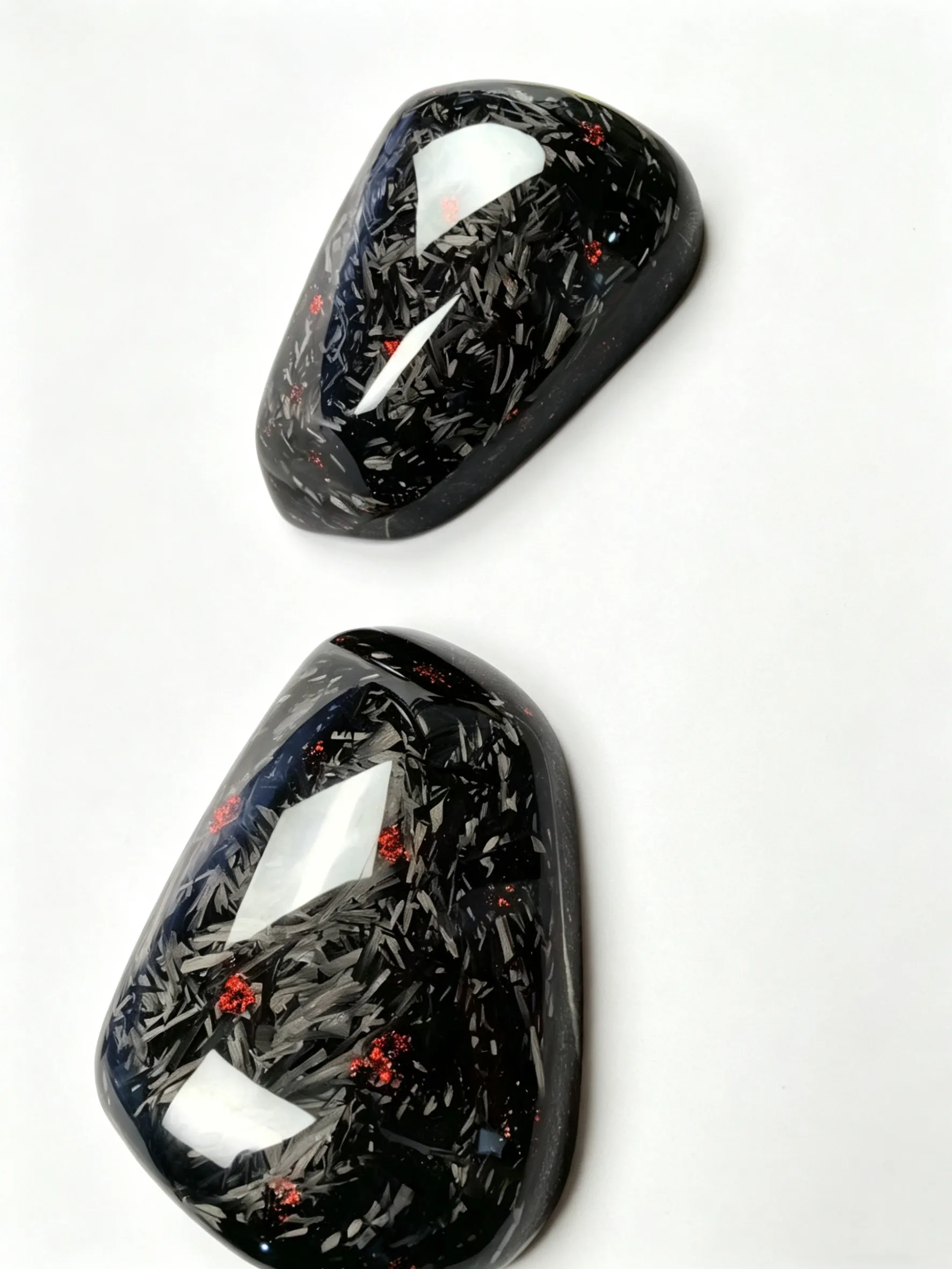 Red Glitter Forged Carbon Fiber Mirror Cover  Sporty Full Coverage Rearview Mirror A Pair