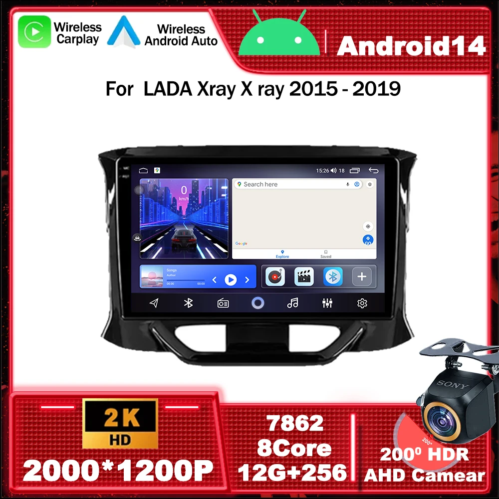 Android 14 Car Radio Multimedia Video Player Navigation GPS For LADA Xray X ray 2015 - 2019 WIFI 4G Carplay Auot Head Unit BT