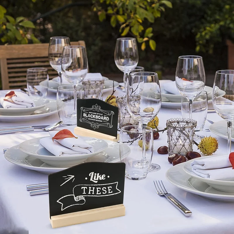 12PCS Mini Chalkboard Signs Kitchen Notes Chalk Boards Small Blackboard Message Tabletop Board With Stands 10X7.2Cm