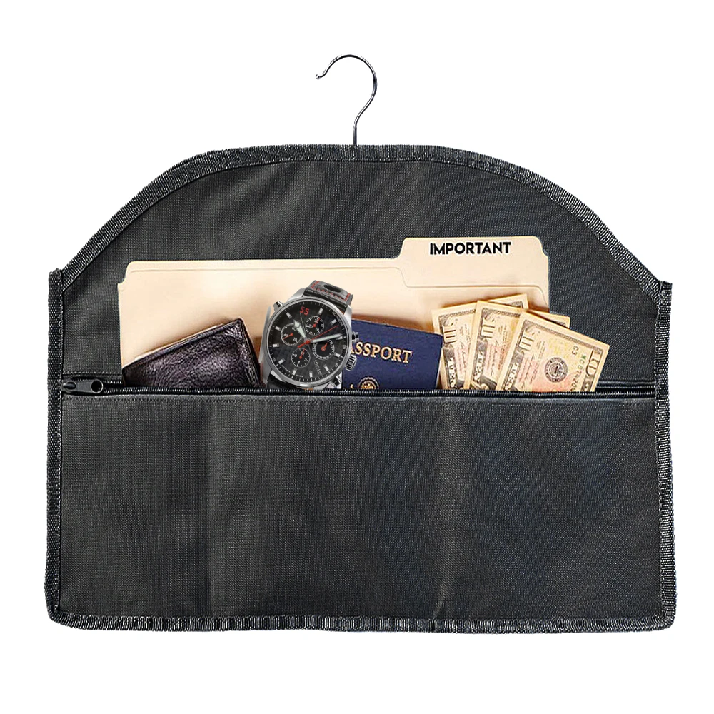 Hanger Diversion Safe Fireproof Document Bag Hidden Pocket Safe Money Cash Stash Secret Safe Fits Under Hanging Clothes