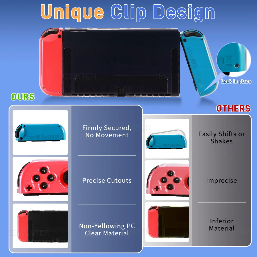 Transparente TPU-Schutzhülle für Nintendo Switch OLED-Konsole, Schutzgehäuse, geteilte Hülle für NS Switch Zubehör – Detail 6