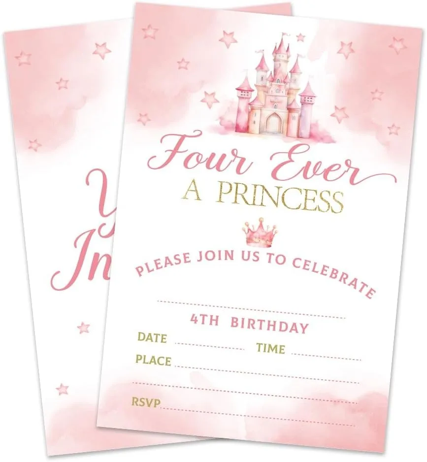 

Пригласительная открытка на день рождения принцессы на заказ | Открытки с розовым замком | Двусторонние сувениры и принадлежности для вечеринок