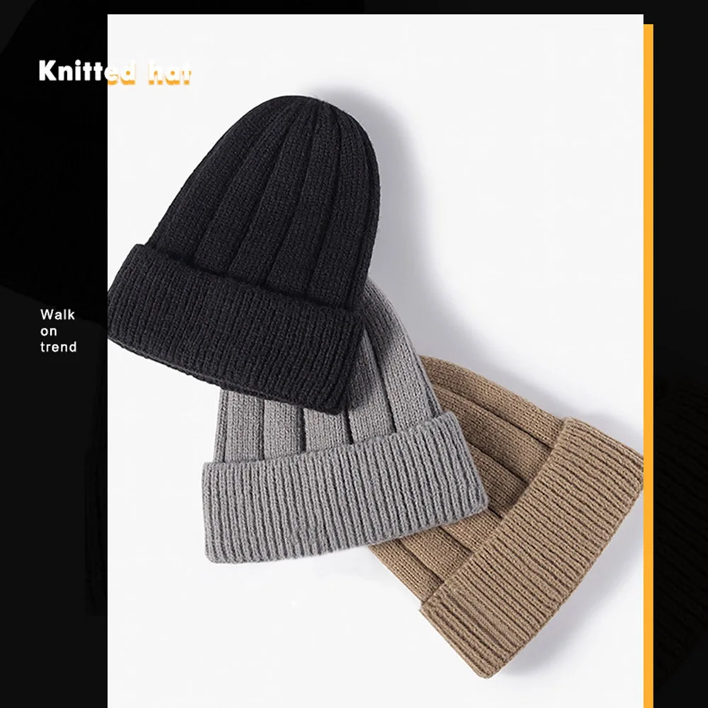 Winter Knitted Hat For Women Versatile Outdoor Warm Ear Protection Cold Hat Fashionable Solid Color Travel Shopping Woolen Hat