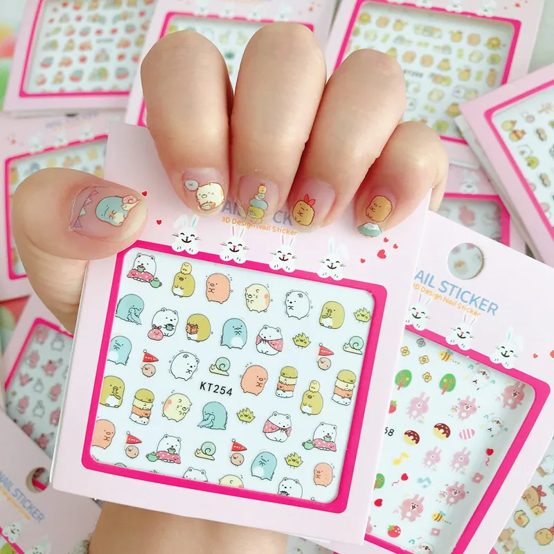 3 sztuk/partia Cute naklejka do paznokci Cartoon Sumikko Gurashi Sumikko Transfer wody suwaki do zdobienie paznokci dekoracje Manicure z efektem