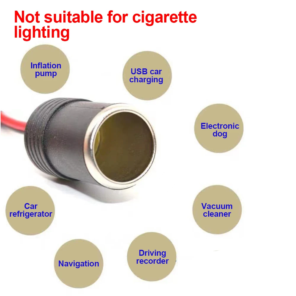 10A/15A/20A Max 200W Car Mounted Cigarette Lighter Charger Female Socket Plug with 30cm Cable Connector Adapter Universal 12v image 2
