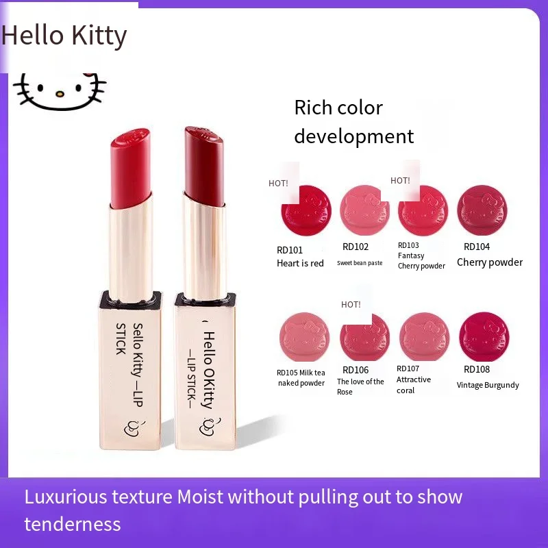 Cartoon Sanrioed Anime Hello Kittys Lipstick Ins Girly Heart Kawaii Whitening Waterproof Easy To Color Beauty Makeup Tool Gifts