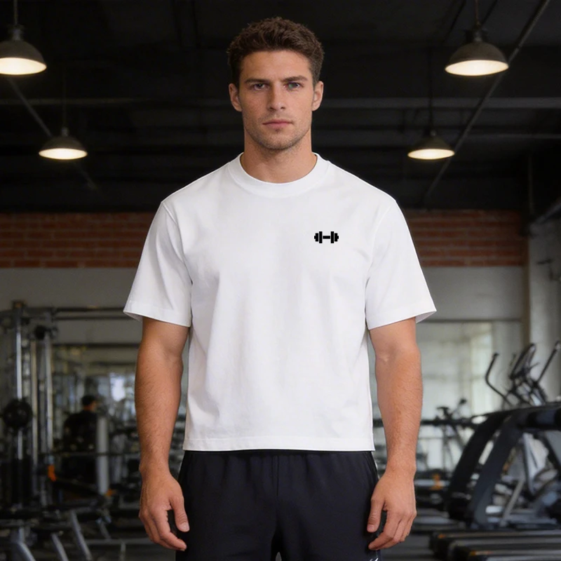 Oversized Basic Boxy Fit Half Sleeve Running T-shirts Mens 240GSM 100% Cotton O-Neck Heavyweight T-Shirts Loose Sports Clothing