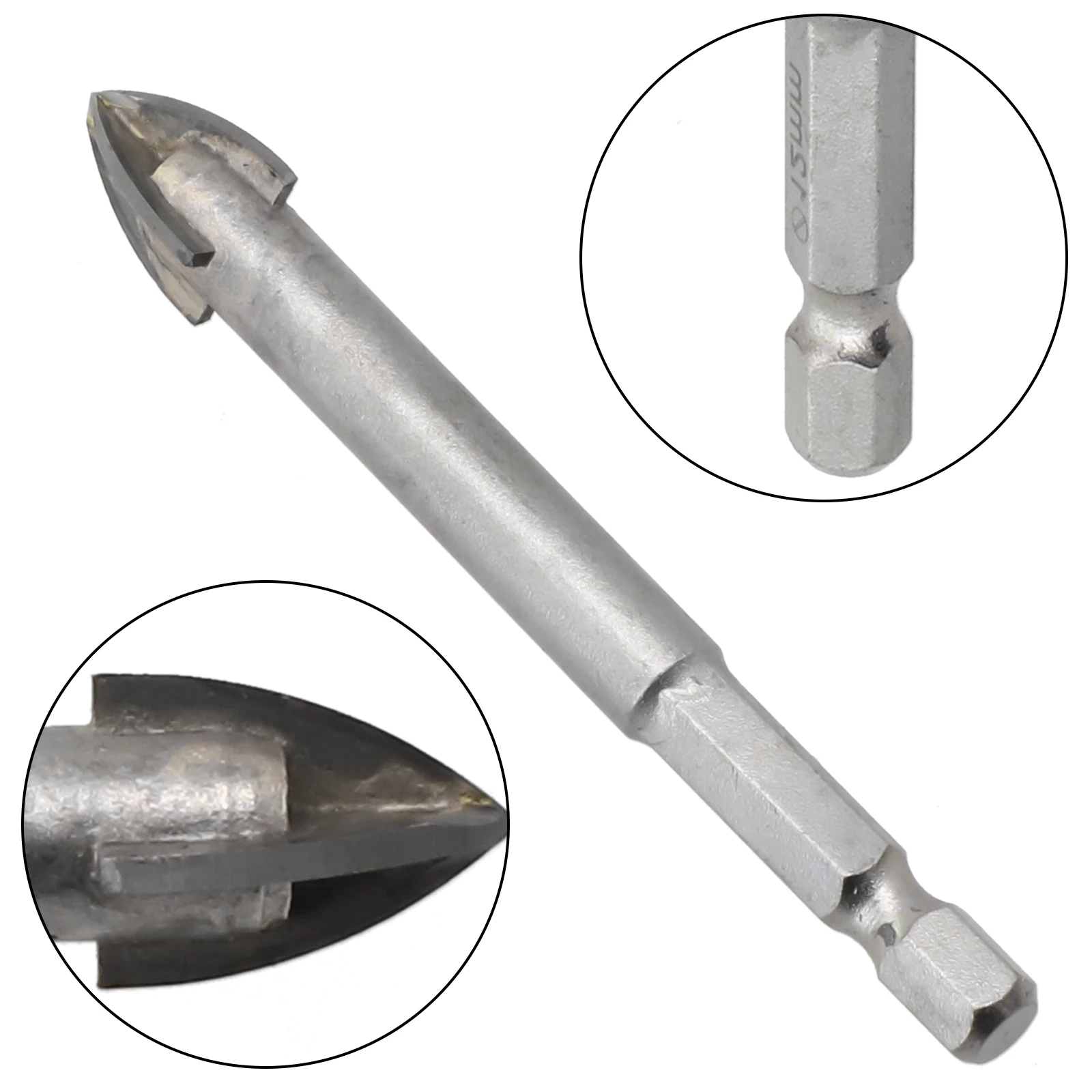 1 Uds. Broca hexagonal cruzada, herramienta de perforación para baldosas de porcelana de hormigón, brocas de vidrio, herramientas, taladros de carburo, accesorios de herramientas eléctricas