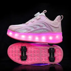 fourWheels Children's Led Light Roller Skate Shoes For Kids Boys Girls Glowing Sports Luminous Sneakers Skateboard USB Charging