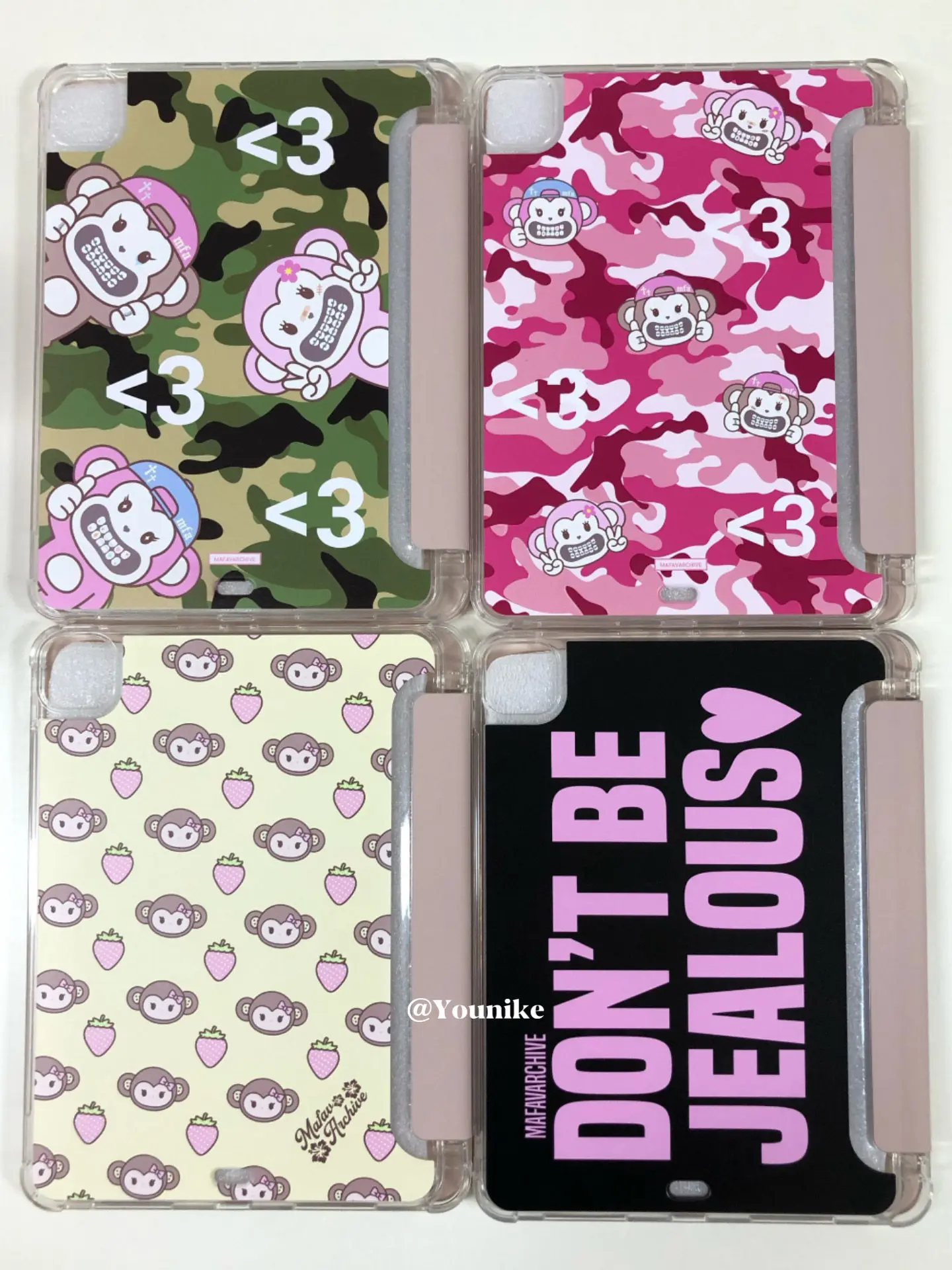 Étui pour tablette Camouflage Monkey Y2K Korea ins StrawberryTablet pour iPad A16 iPad 10 9 8 7 Air 6 5 4 3 2 Pro 11 Mini Y-Fold Tri Fold Cover