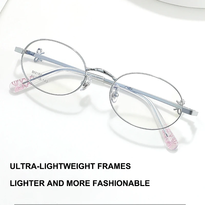 

Fashionable Oval Ultra-Light Metal Glasses Frame Stylish Bowknot Trendy Women's Eyeglasses Retro Luxury Design Spectacles
