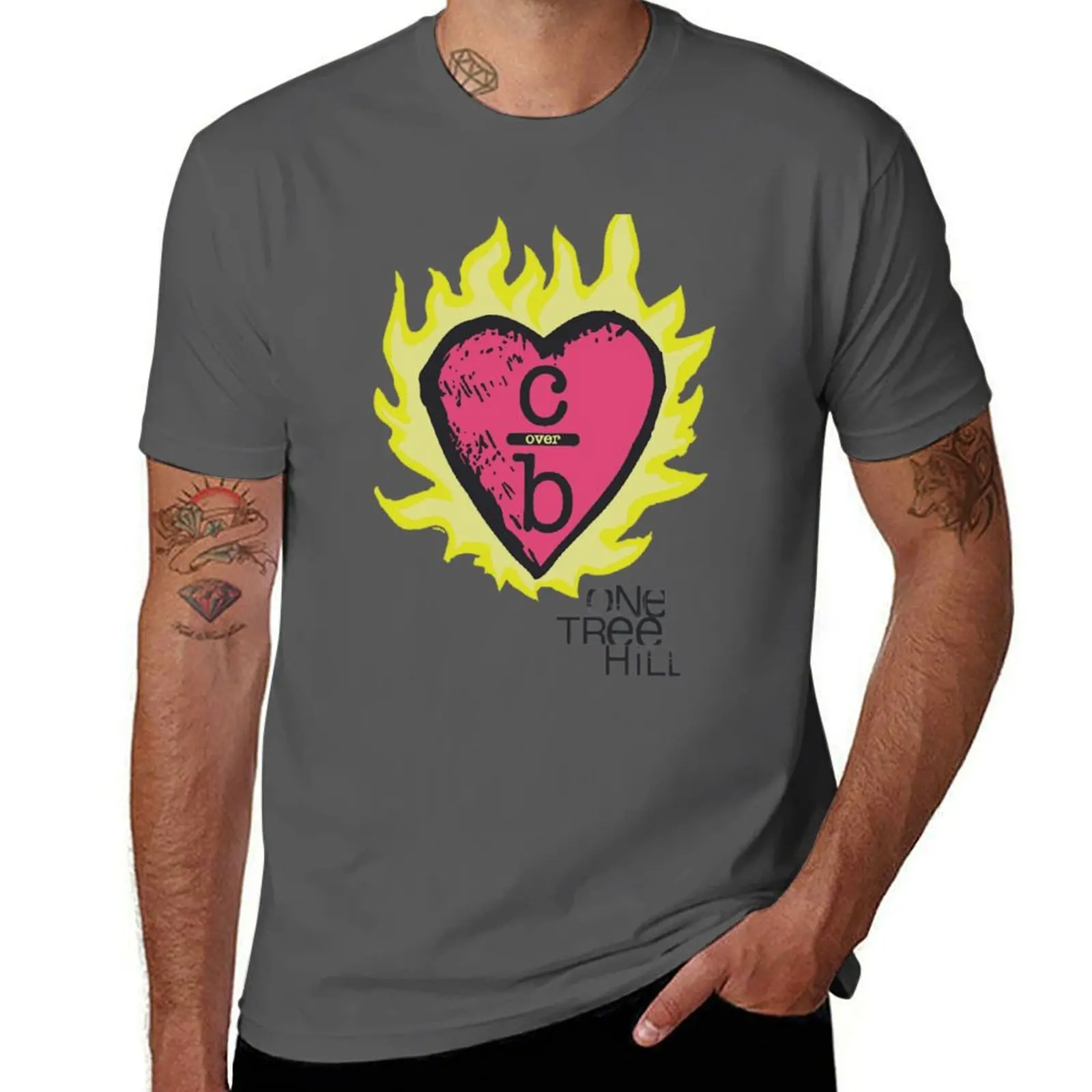

One tree hill- Burning Heart Fitted T-Shirt animal prinfor boys cute tops mens t shirt graphic