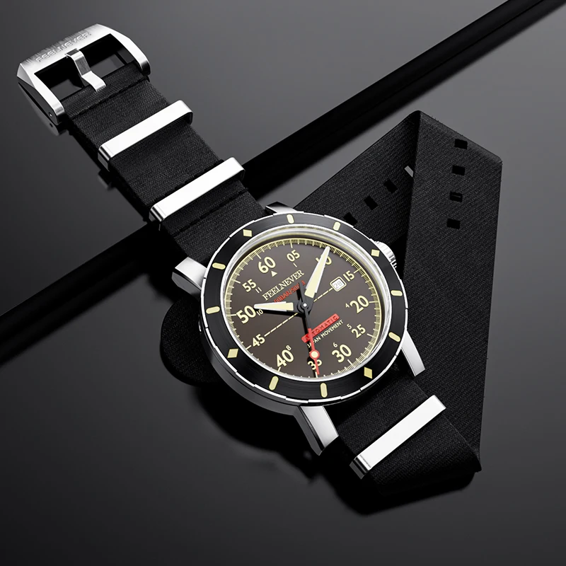 FeelNever Fashion Casual Mechanical Man Watch Waterproof Luminous Nylon Strap Japan Automatic Movement Sapphire Crystal Clock+Bo view 2