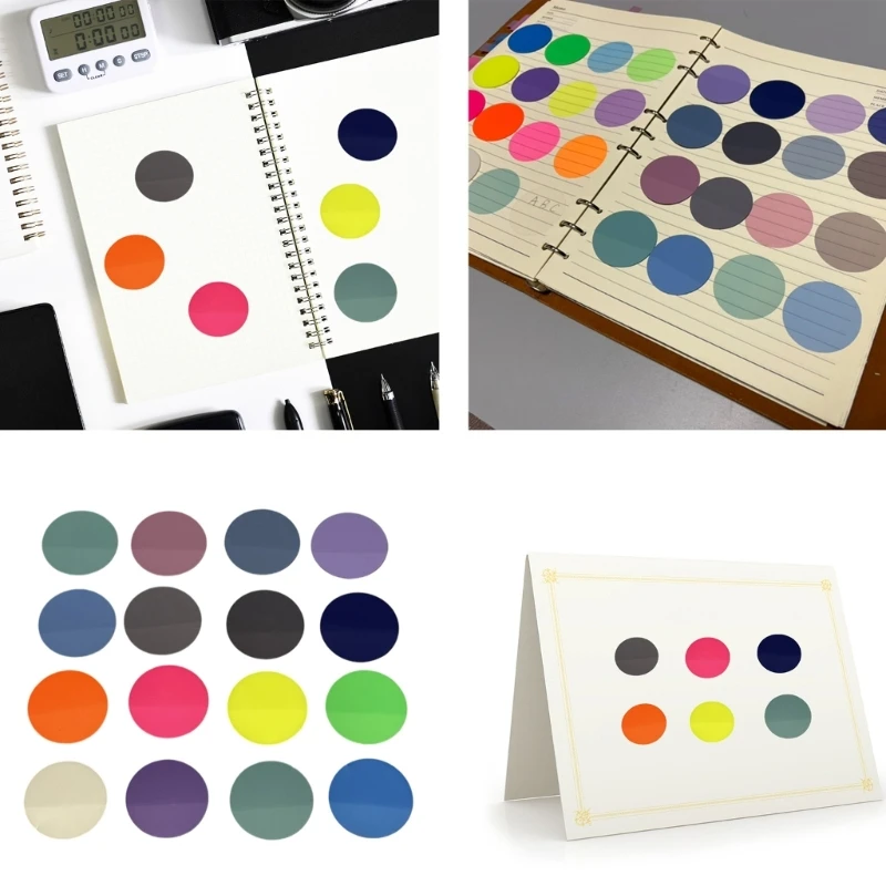 8/16 وسادة من ورق الملاحظات الشفاف، علامات تبويب دائرية ذاتية اللصق وقابلة للكتابة