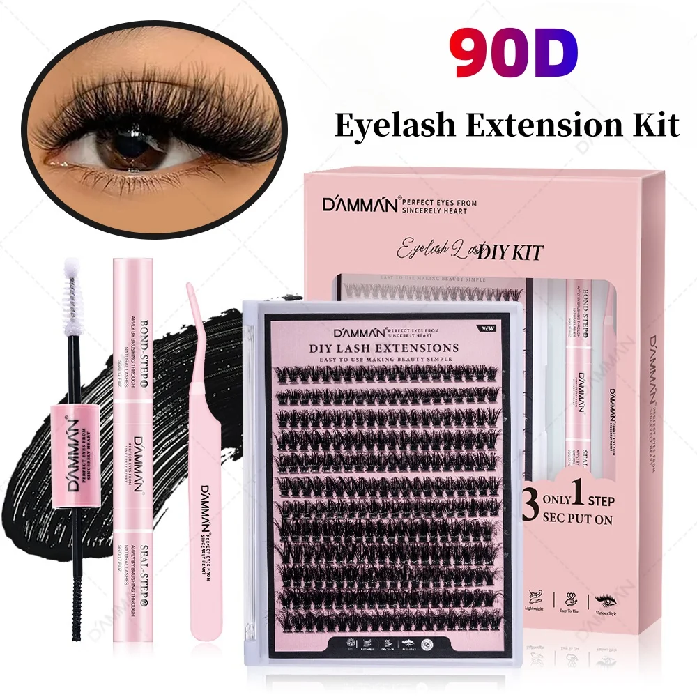 

DAMMAN 228 Clusters Lash Clusters Extension Kit 8-16mm Mix 90D Individual Lashes Cluster With Strong Hold Bond And Seal Tweezers