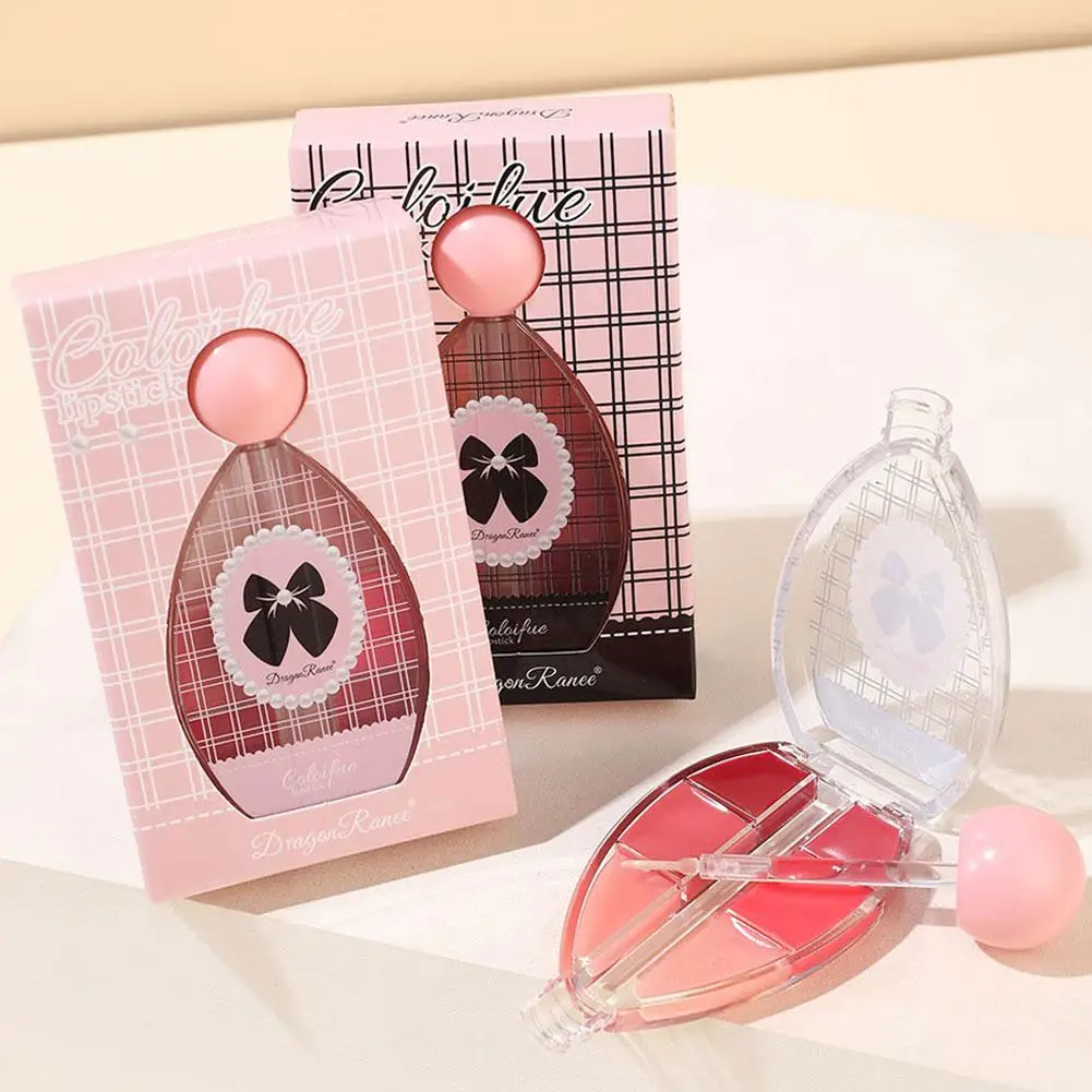 Palette de rouge à lèvres solide de Six couleurs, maquillage longue durée, brillant à lèvres hydratant, conception automatique, Collection de 6 couleurs