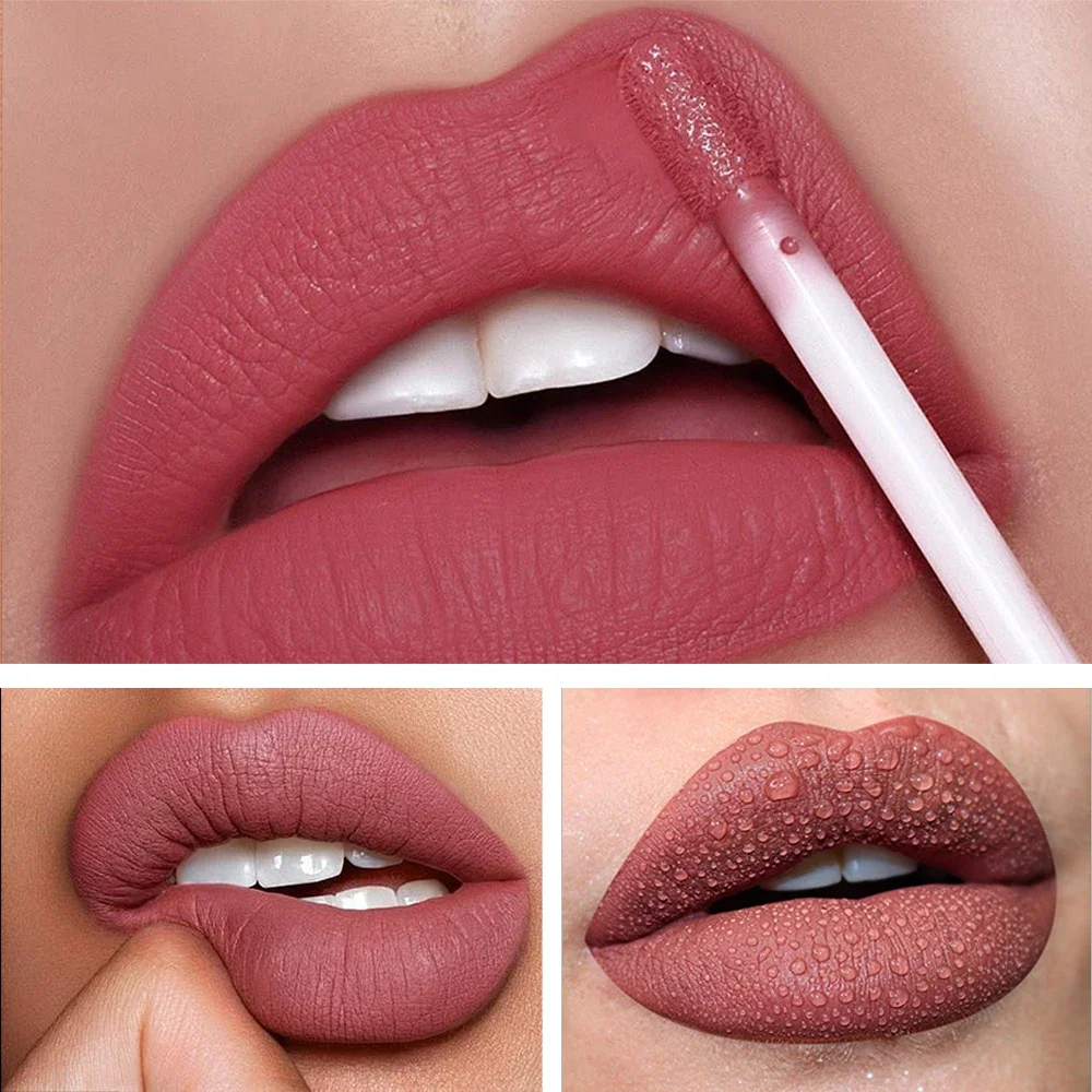 Flüssiger Lippenstift, heiße sexy Farben, Lippenfarbe, wasserdicht, langlebig, matt, Lipgloss, Lippen-Set, lichtecht, Lippenglasur, Lippen-Make-up-Set