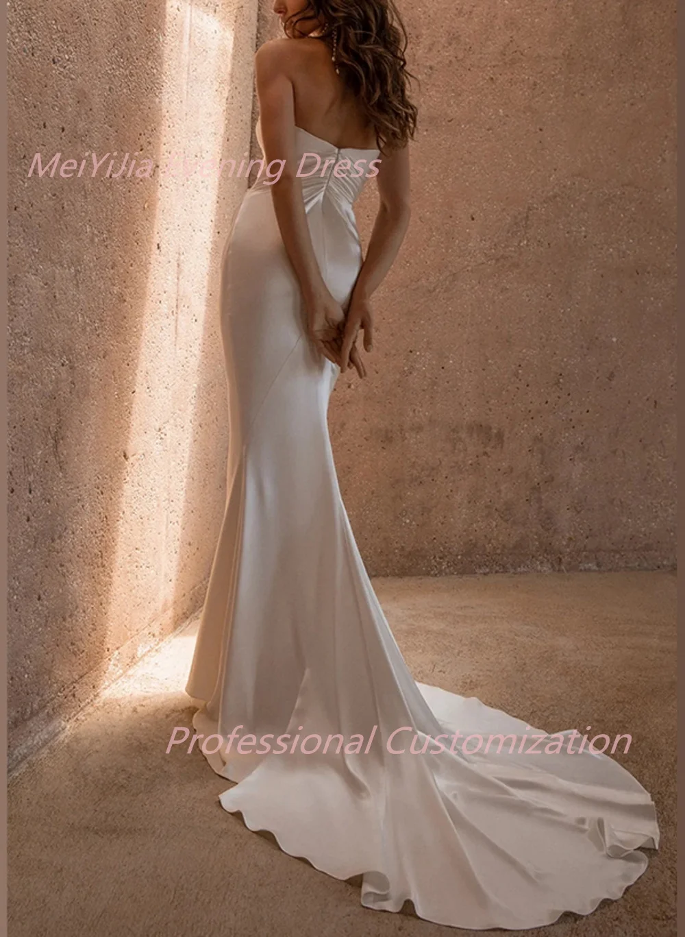 Meiyijia Evening Dresses Floor-Length Crepe Mermaid Sleeveless Backless Strapless Exquisite Luxurious Sexy السعود For Woman 2024