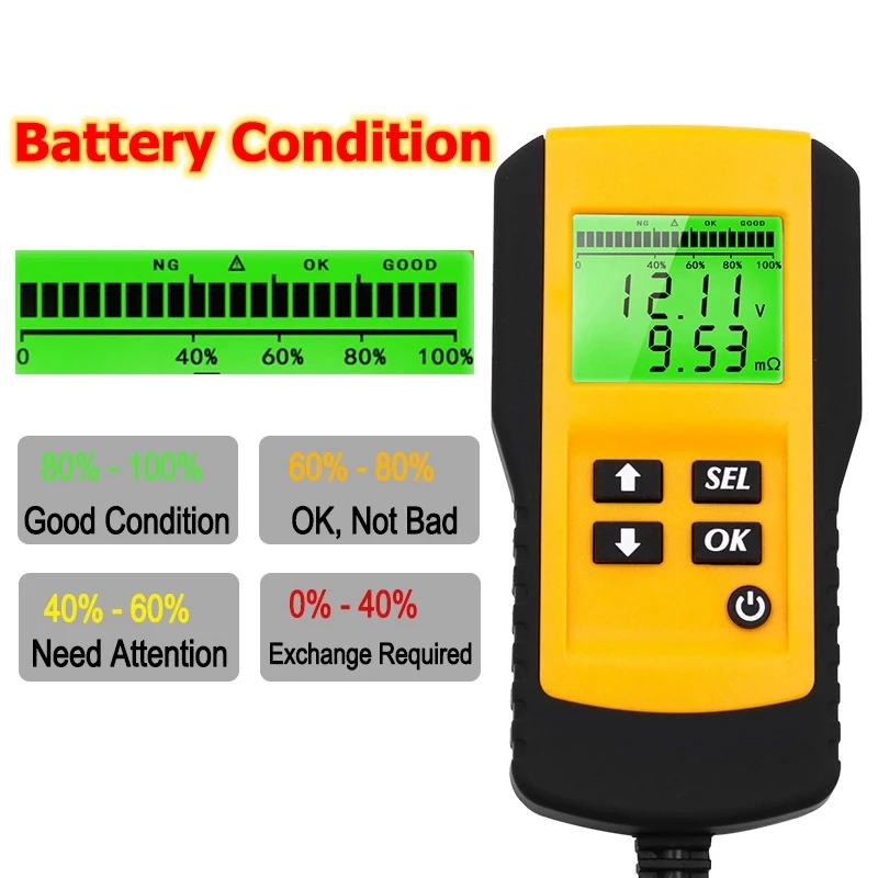 Universal 12V Car Battery Digital Tester Auto Battery Analysis Diagnostic Tool For Dry Wet Gel AGM Lead Acid Battery 12V