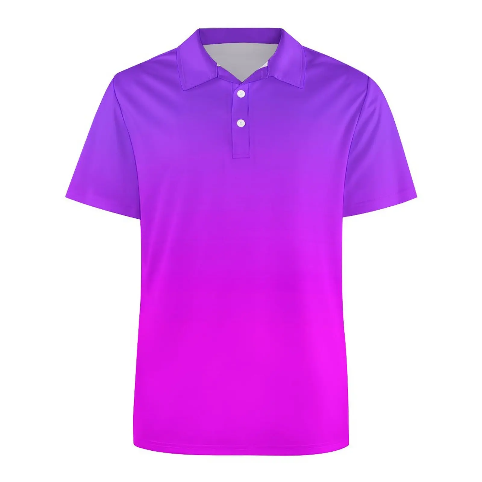 Neon Ombre Print Casual T-Shirts Purple and Pink Polo Shirts Turn Down Collar Trendy Shirt Summer Male Pattern Clothes Plus Size