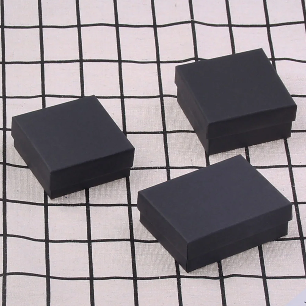 

24Pcs Kraft Paper Jewelry Box Durable Black Compact Organizer Foam Insert Protective Storage for Rings Earrings Small Jewelry