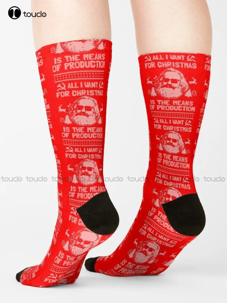 All I Want For Christmas Is The Means Of Production Karl Marx, Communist, Communism Socks Custom Gift 360° Digital Print