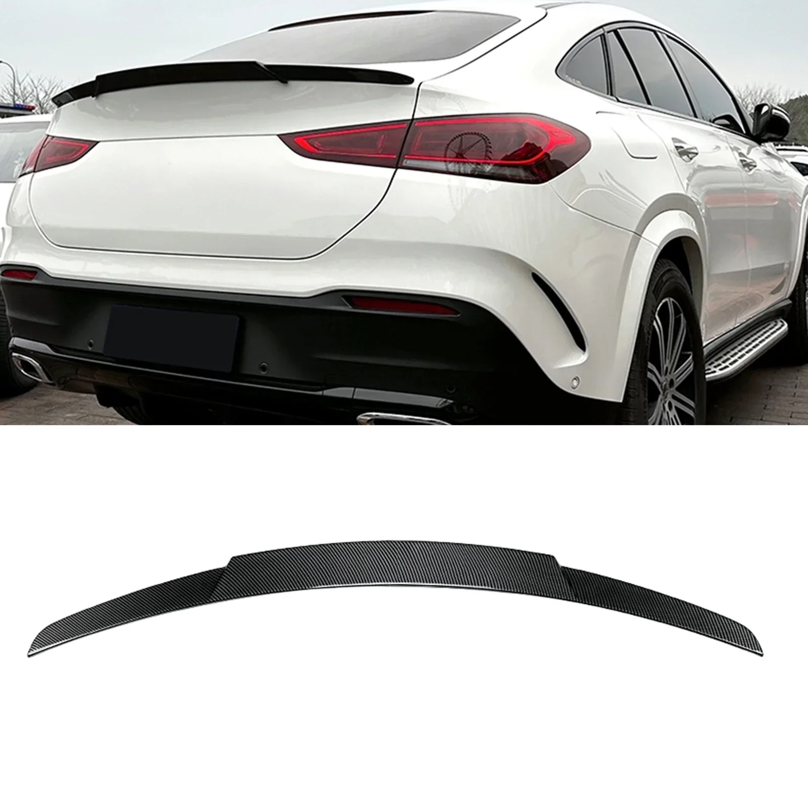 

New！ Rear Trunk Lid Spoiler Wing For Mercedes Benz GLE Coupe C167 2020-2023 GLE350 GLE53 Carbon Fiber Look/Gloss Black Splitter