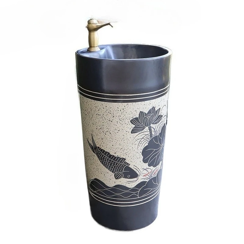 Cylinder Wash Basin Single Column Commercial Column Washbasin Small Apartment Outside The Courtyard Creative Washbasin