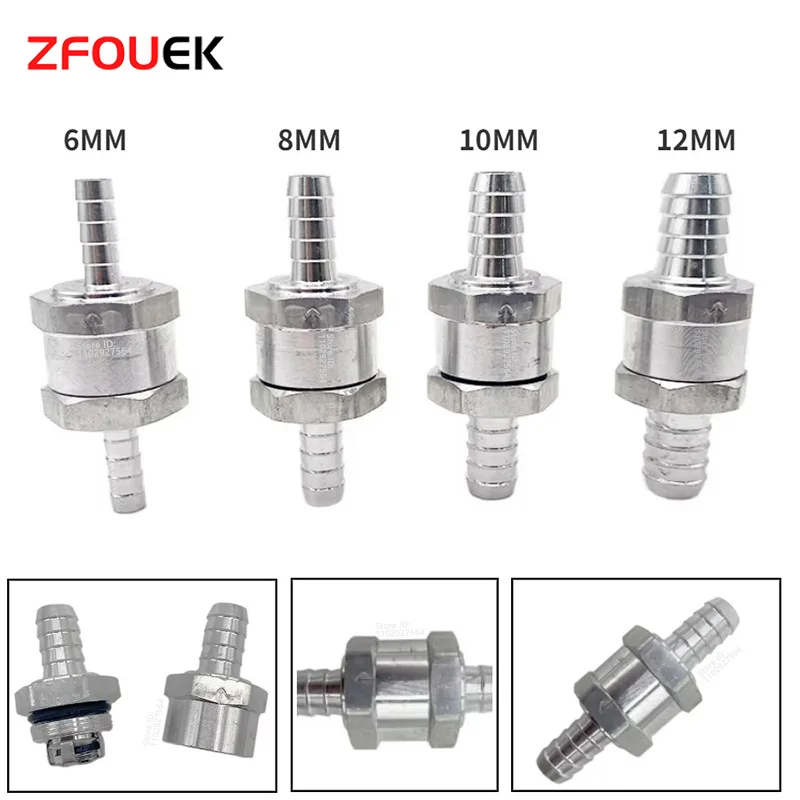 New Fuel Non Return Check Valve 6/8/10/12mm Aluminium Alloy Petrol Diesel Water Fuel Line One Way for Peugeot Renault