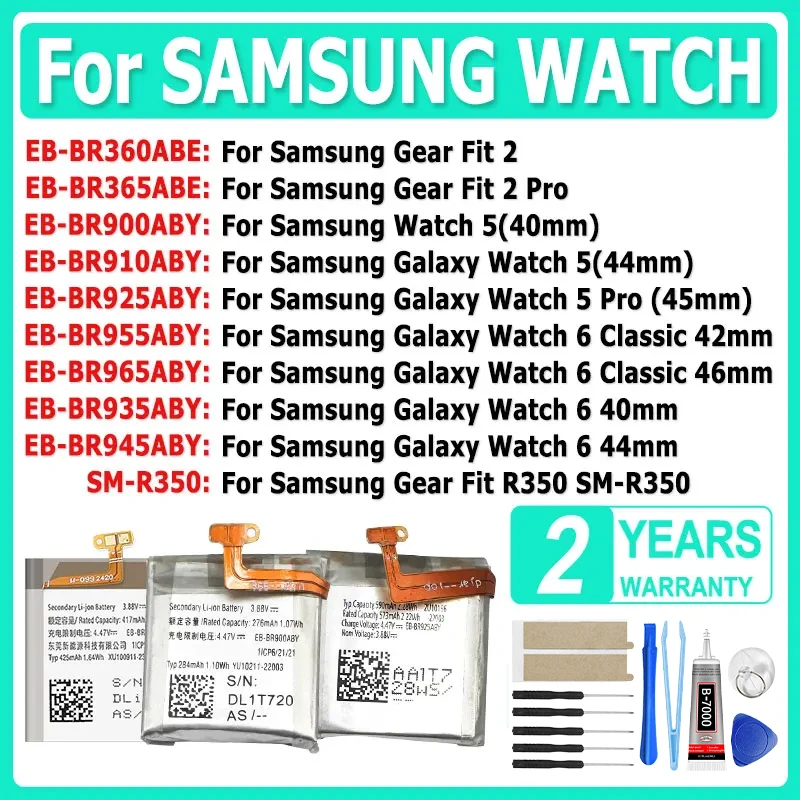 EB-BR955ABY SM-R350 EB-BR945ABY New Battery For Samsung Galaxy Gear Watch Fit 2 2Pro 5 5Pro 6 6Classic R350 40/42/44/45/46mm
