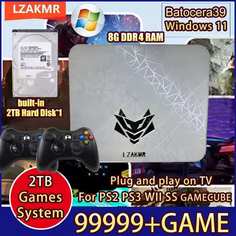 Dual System Windows11 2/4TB Game System NEW Upgrade I5-6600 AK1 Pro Game Box 99999+GAME For PS2 PS3 WII SS GAMECUBE Sega Saturn