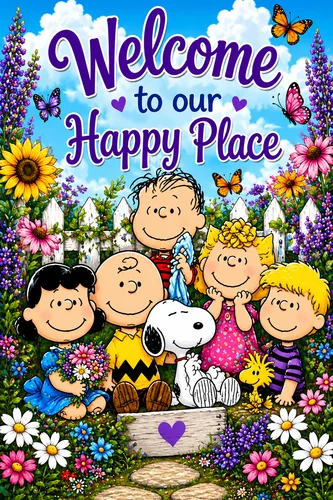 Garden Flag 12x18 double sided -custom design Snoopy & Gang Welcome TTN