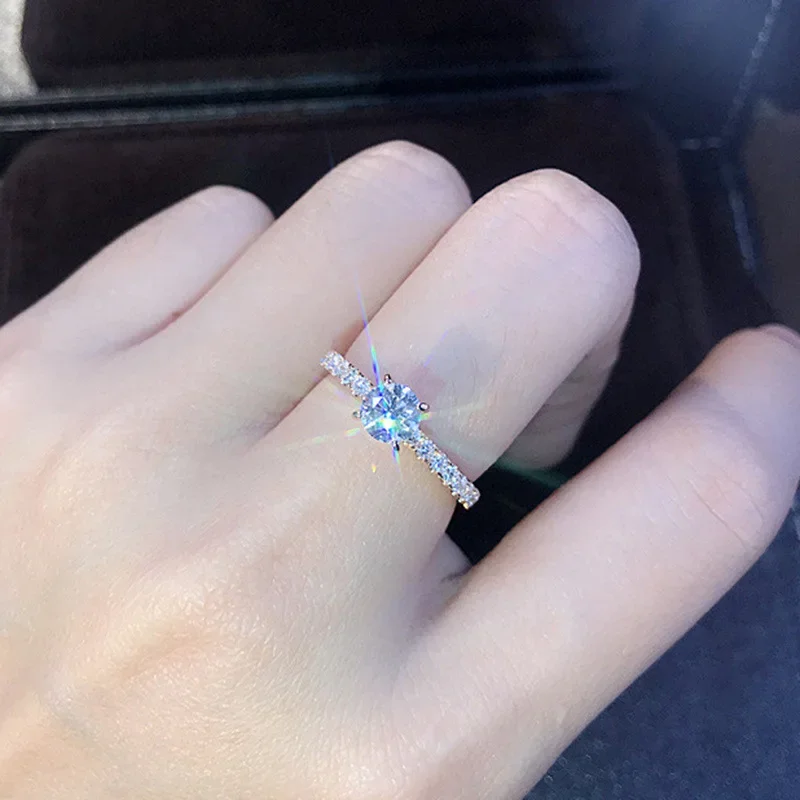 Wedding Band Eternity Rings Women Brilliant Round Zirconia Luxury Engagement Rings Thin Elegant Female Jewelry Wholesale