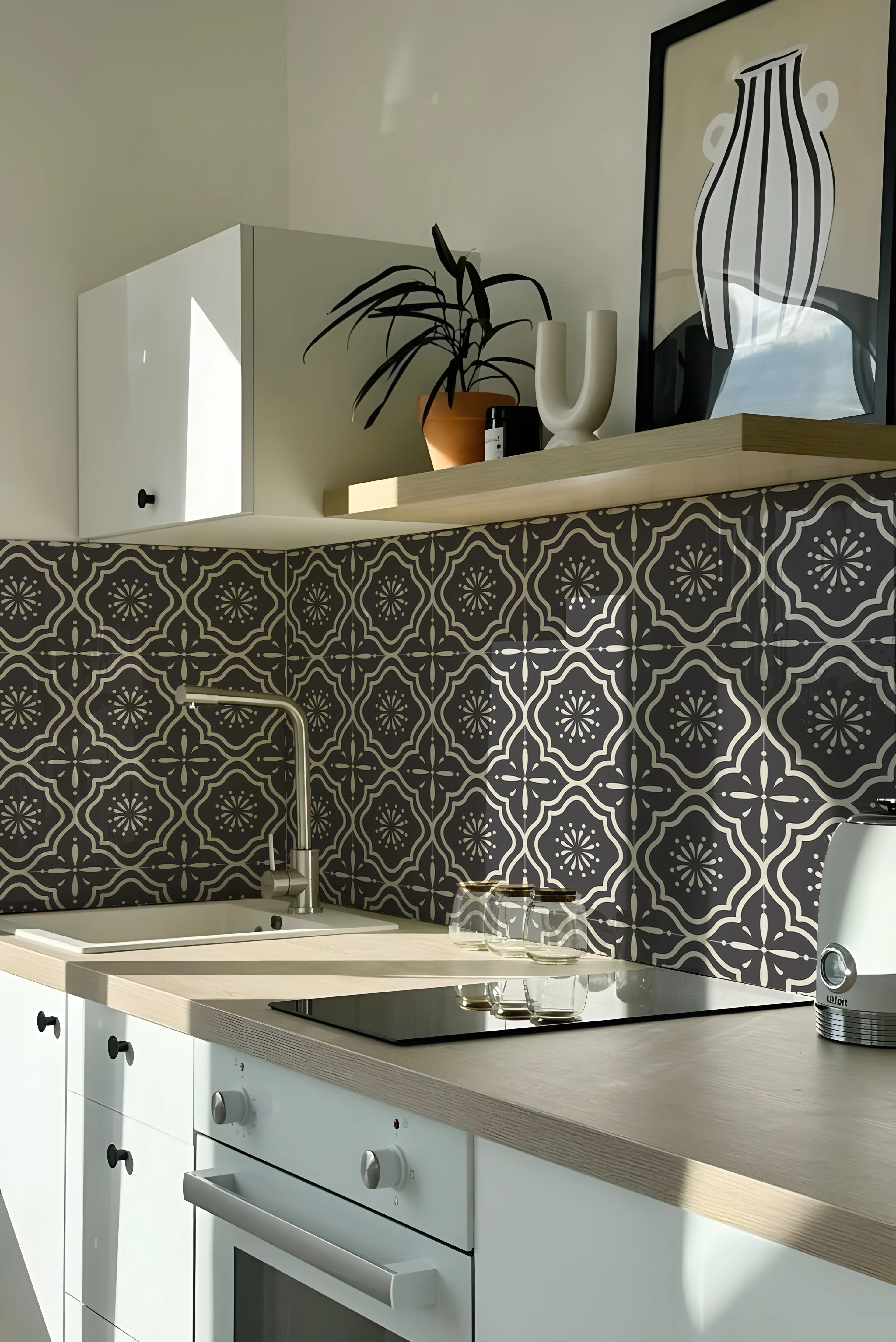 20x20cm Waterproof Peel and Stick Backsplash Tiles, Removable Self-Adhesive Vinyl Stickers for Kitchen and Wall Decoration