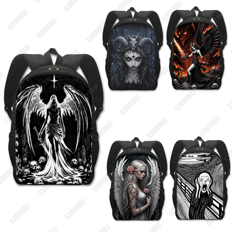 

Gothic Black Angel Demon Backpack Punk School Bags for Teens Daypack Women Men Rucksack for Travel Laptop Backpacks Bookbag