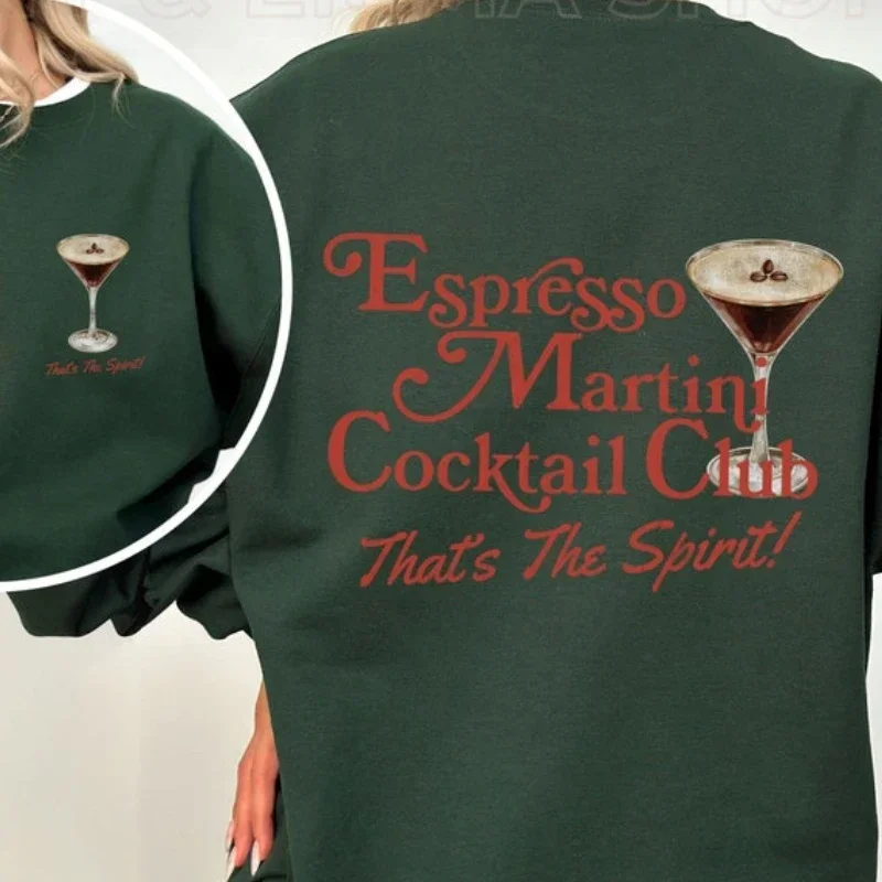 Espresso Martini Sweatshirt Cocktail Club Crewneck Sweatshirt Old Money Aesthetic Retro Y2K Hoodie 90s Nostalgia Downtown Girl