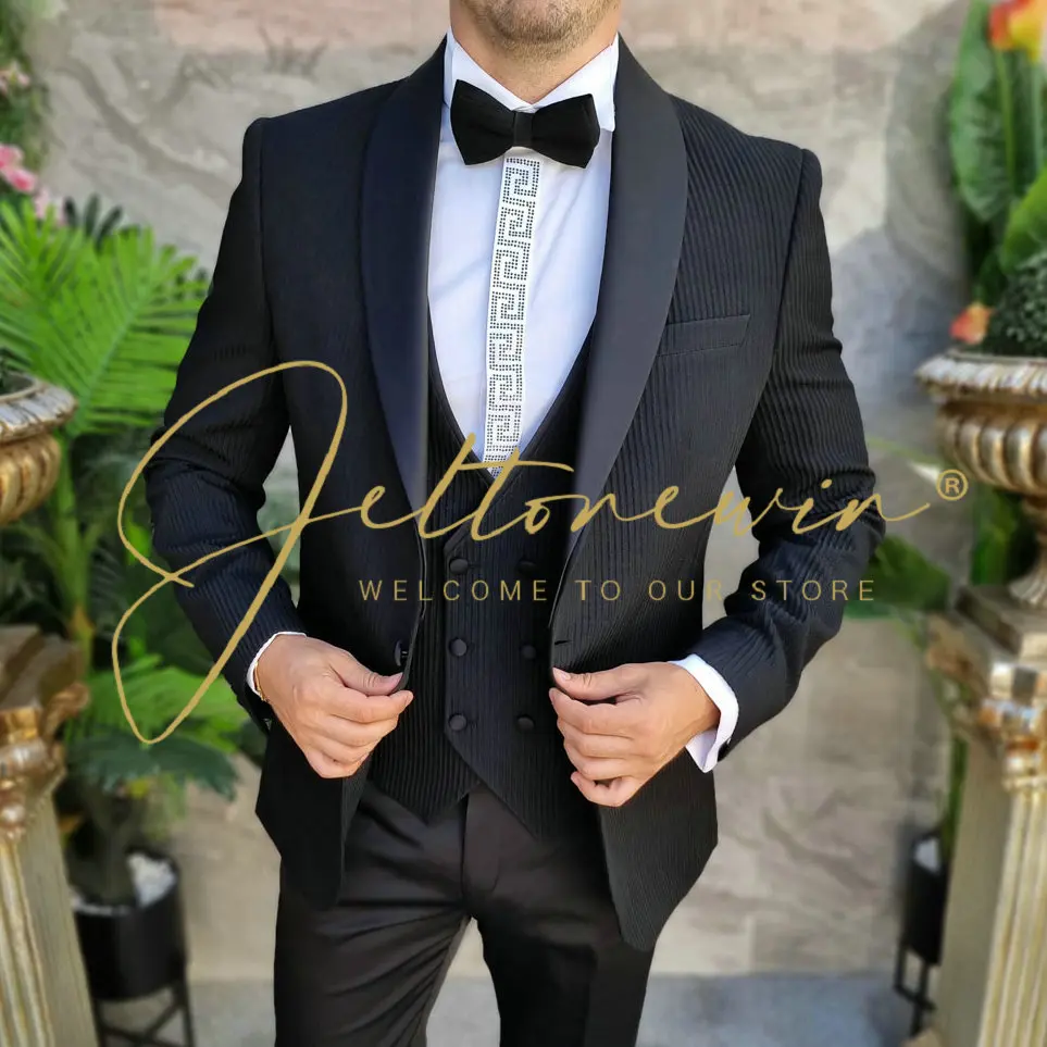 Men's Suit Formal Trendy Dress Wedding Three Piece Suit Jacket Vest Pants traje de hombre elegante suits for men costumes homme