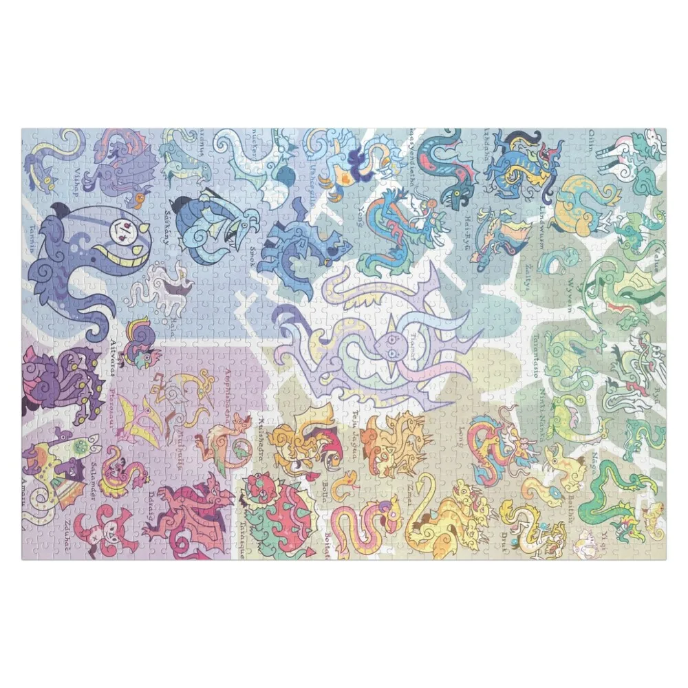 Dragon Family (versione completa) Jigsaw Puzzle composizioni in legno per bambini Puzzle animale in legno per bambini