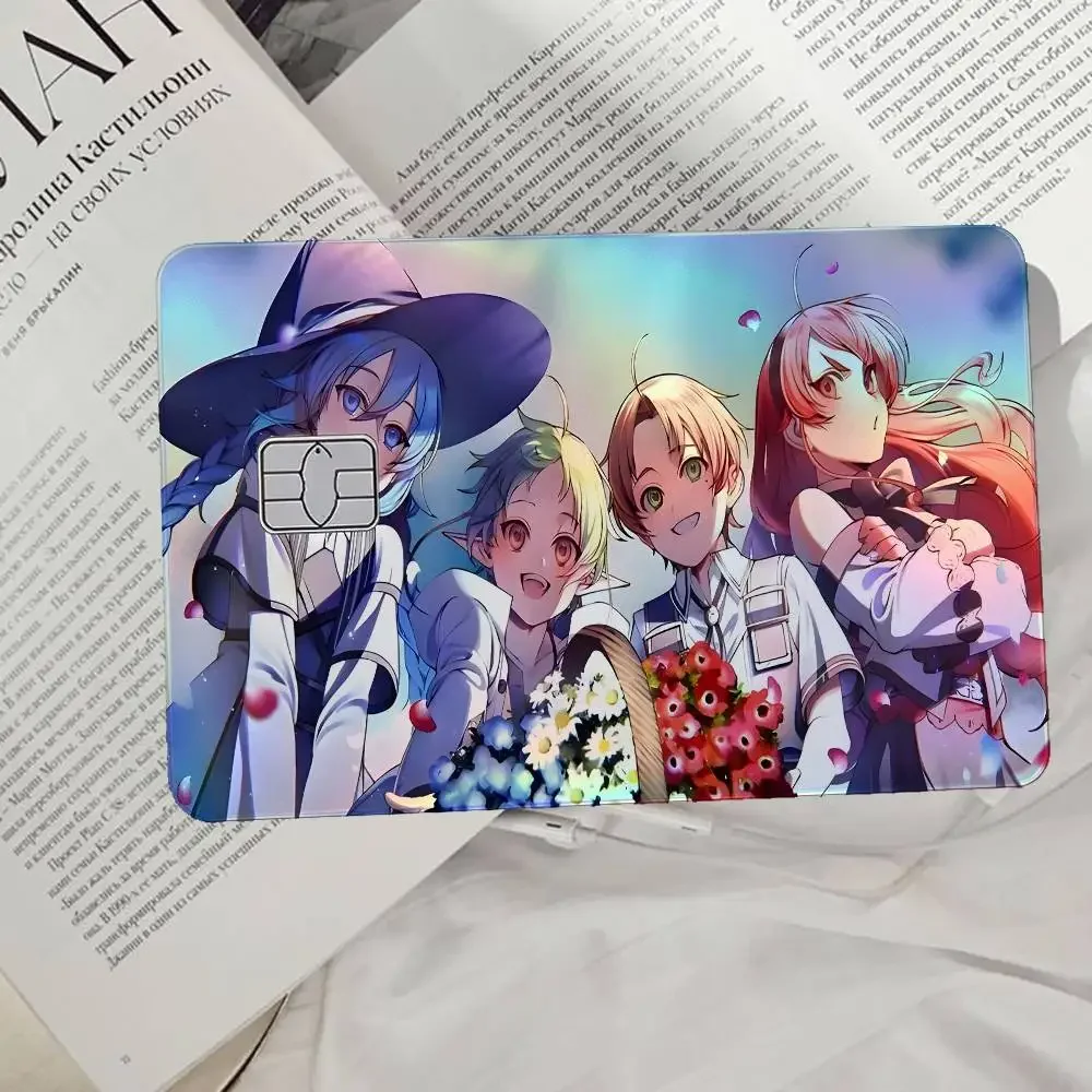 M-Mushoku Tensei Large Gaming Laser Card Skin Stickers 4pcs/Set Waterproof Anti-Scratch Bank Card Protector Decal Credit Cards