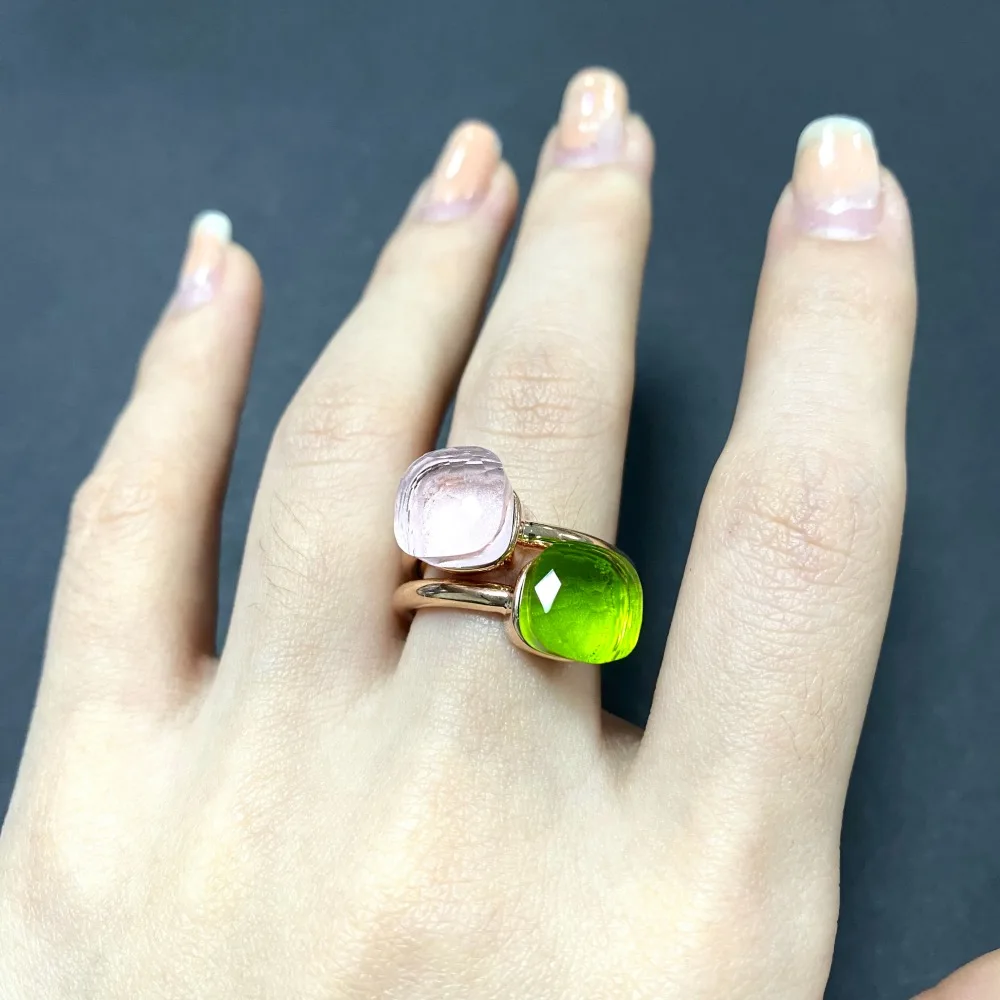 2Pcs/Set  Classic Ring Stacked  Mix Color Crystal Ring 30Colors Candy Style Ring Jewelry Birthday Gift For Women