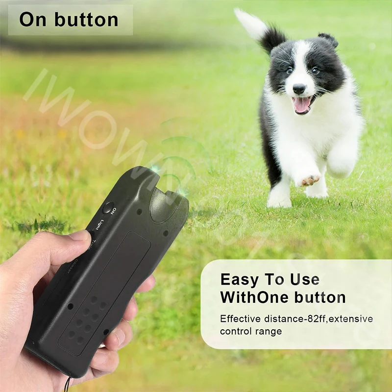 Ultrasonic Automatic Bark Stopper Handheld Dog Bark Suppressor with LED Light Repeller Trainer Battery Powered for All Size Dogs view 2