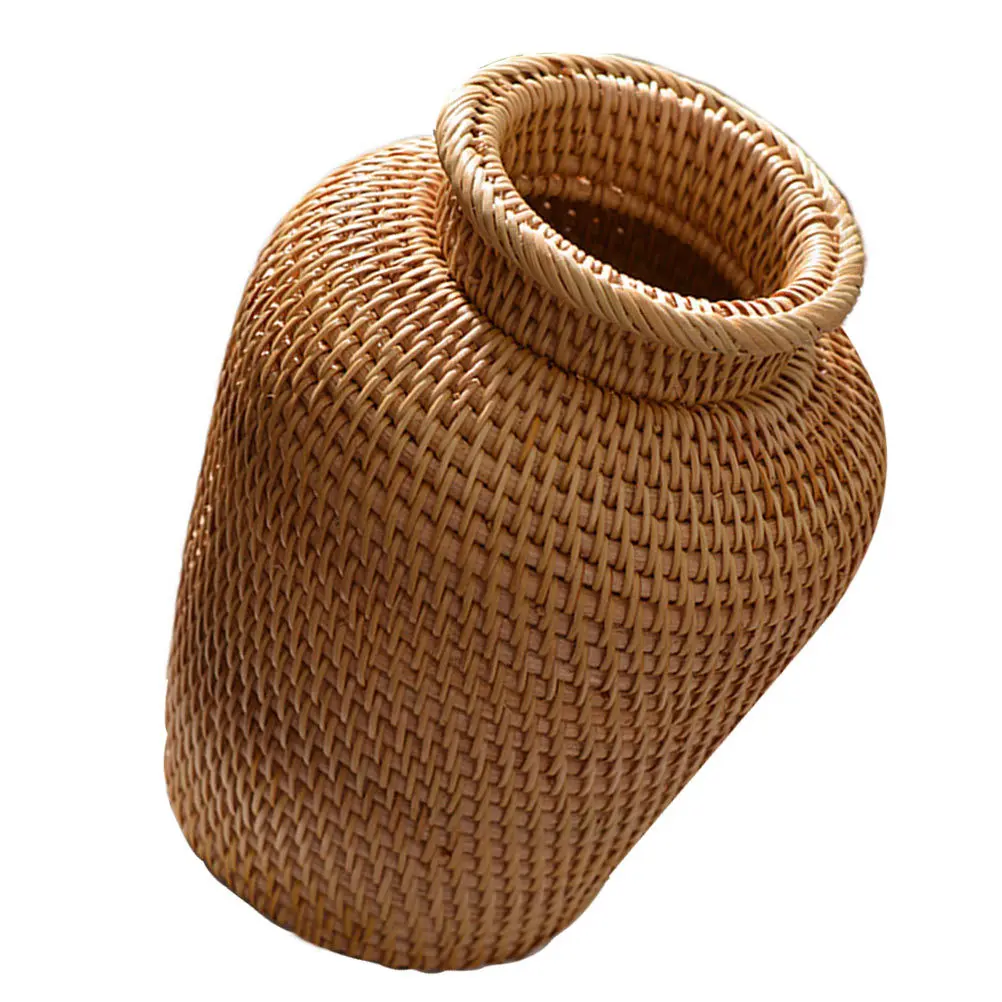 

1Pcs Handcrafted Rattan Flower Vase Multi-Functional Weaving Container for Bedroom Living Room Office Gift Dry Flower Display