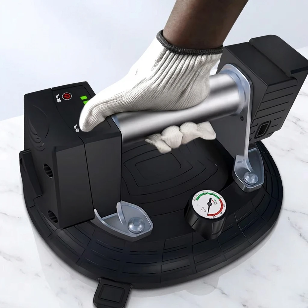 Electric Vacuum Suction Cup Lifter with Automatic Air Refilling for Glass Tile Granite Stone Slab Handling